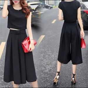 Women’s fashion wide pant skirt and top